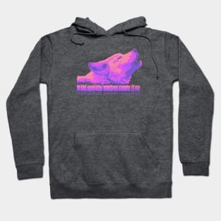 vibrant pink wolf howling Hoodie